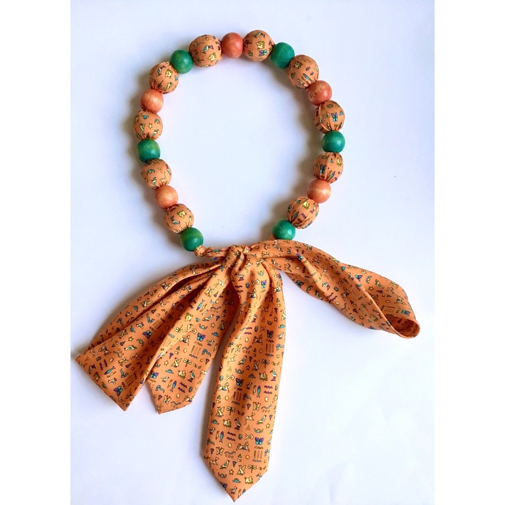 Fabric & Wood Necklace